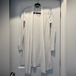 Banana Republic White Ribbed Open Front Long Cardigan Size M